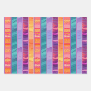 Cute Fun Pink Purple Princess Stripe Pattern Wrapping Paper Sheet