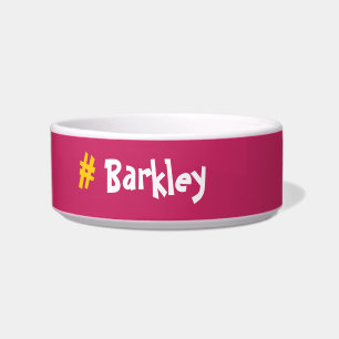 Cute Fun Pink with yellow #Customizable Name Bowl