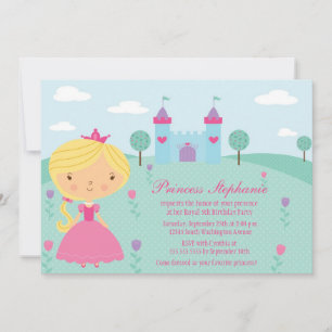 Cute fun princess girl's birthday party invitation