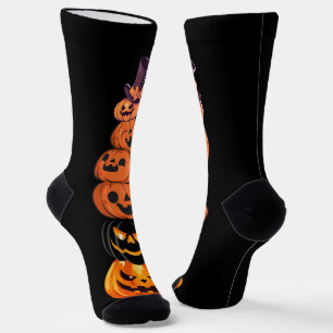 Cute Fun Pumpkin Witch Halloween Party Socks