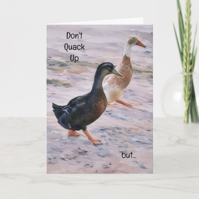 Cute Fun Pun Walking Remembered Birthday Duck Card (Front)