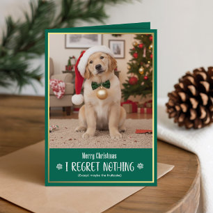 Cute Fun Puppy Santa Hat Dog Christmas Holiday Card