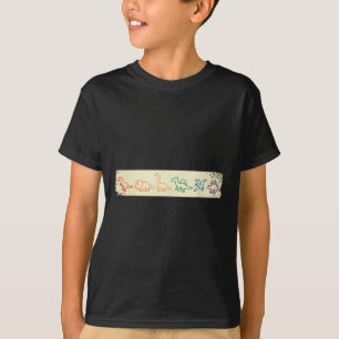 Cute Fun Rainbow Dinosaur Line Art Colourful Prehi T-Shirt