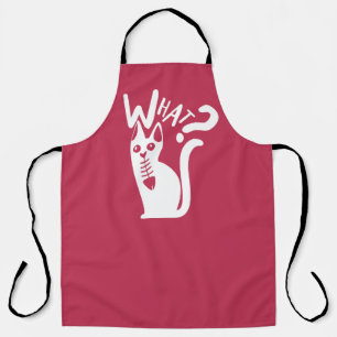 Cute Fun Red And White Guilty Cartoon Cat Humour  Apron