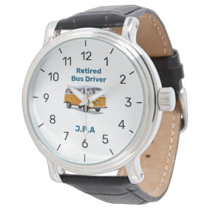 Cute Fun Retirement Watch Bus Driver Initials