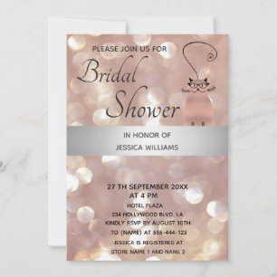 Cute fun rose gold cat bokeh invitation