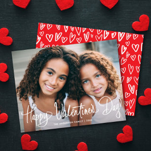 Cute Fun Script Happy Valentine's Day One Photo Holiday Card