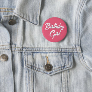 Cute Fun Simple Text Script Birthday Girl 2 Inch Round Button