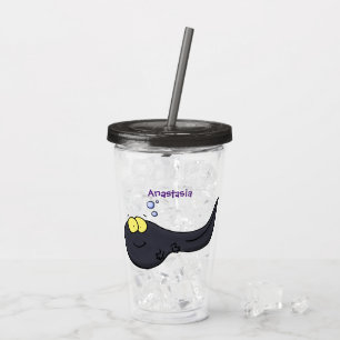 Cute fun tadpole cartoon illustration acrylic tumbler