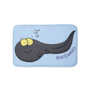Cute fun tadpole cartoon illustration bath mat