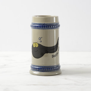 Cute fun tadpole cartoon illustration beer stein