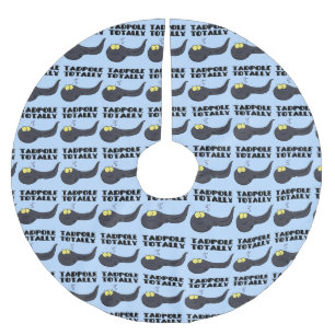Cute fun tadpole cartoon illustration brushed polyester tree skirt