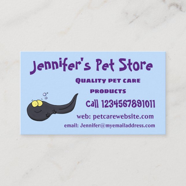 Cute fun tadpole cartoon illustration business card (Front)