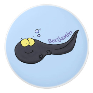 Cute fun tadpole cartoon illustration  ceramic knob
