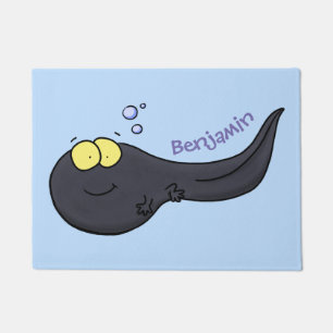 Cute fun tadpole cartoon illustration doormat