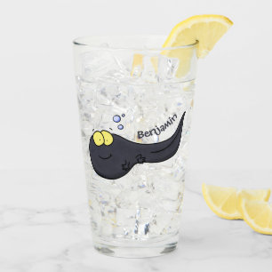 Cute fun tadpole cartoon illustration glass