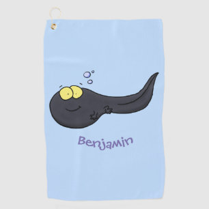 Cute fun tadpole cartoon illustration golf towel