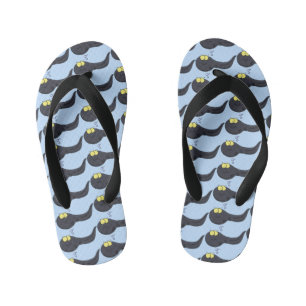 Cute fun tadpole cartoon illustration kid's flip flops