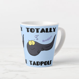 Cute fun tadpole cartoon illustration latte mug