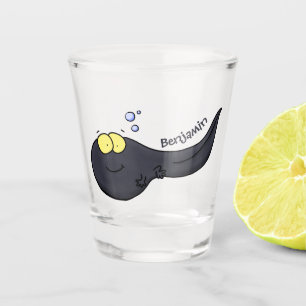 Cute fun tadpole cartoon illustration shot glass