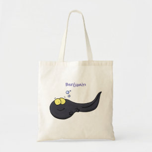Cute fun tadpole cartoon illustration tote bag
