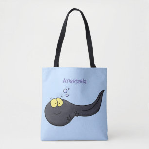 Cute fun tadpole cartoon illustration tote bag