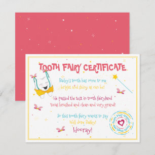 Cute Fun Tooth Fairy Certificate Peach Colour Pop Card