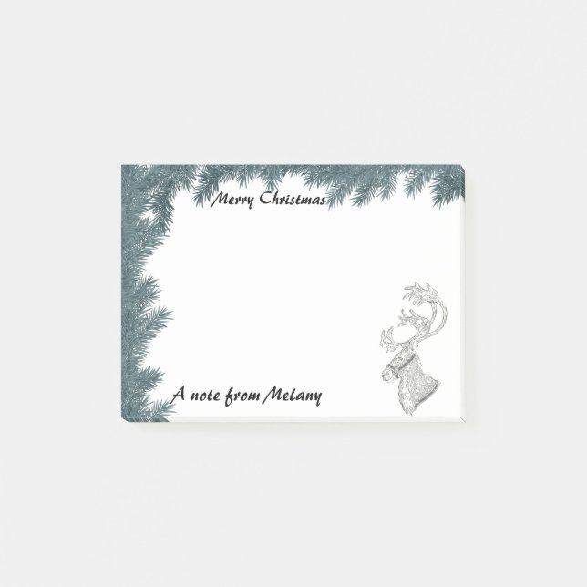 Cute fun trendy Holiday reindeer  monogram Post-it Notes (Front)