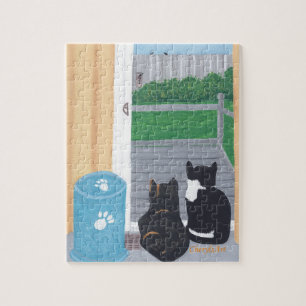 Cute Fun Two Cats Bird Watching Puzzle