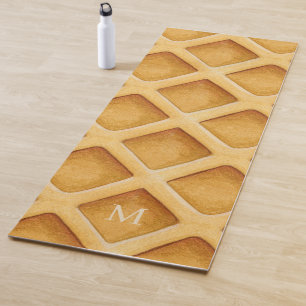 Cute Fun Waffle Pattern Monogram Yoga Mat