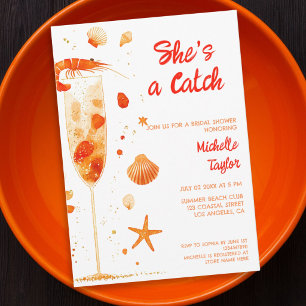 Cute Fun Whimsical Quirky Coastal Shrimp Lobster  Invitation