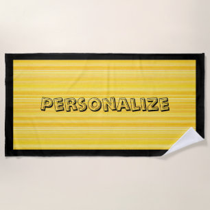 Cute Fun Yellow Black Pattern Personalized Beach Towel