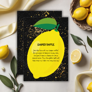 Cute Fun Yellow Lemon Gold Glitters Baby Shower Enclosure Card