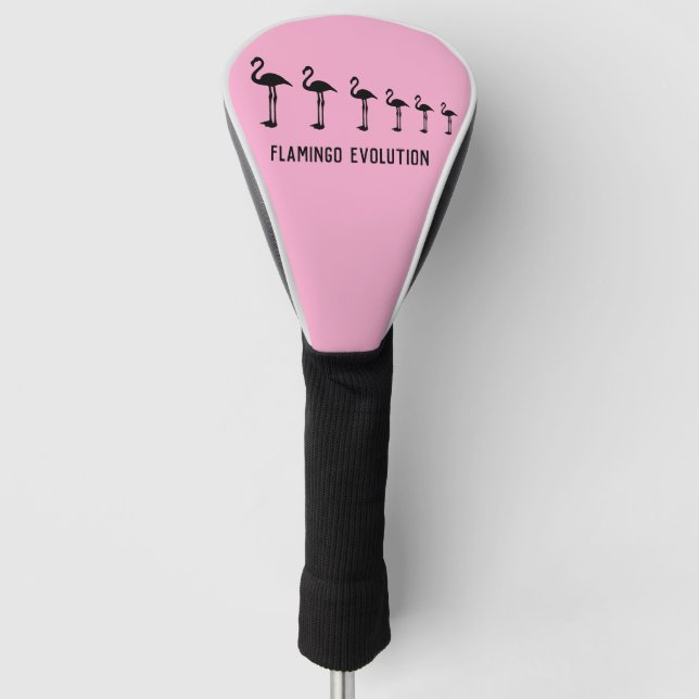 Cute Funky Flamingo Evolution Birds  Golf Head Cover (Front)