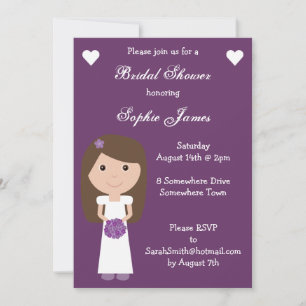 Cute & Funky purple Bridal Shower invitations