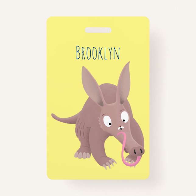 Cute funny aardvark cartoon badge (Front)