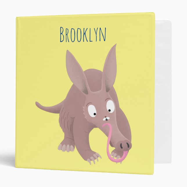 Cute funny aardvark cartoon binder (Front/Inside)