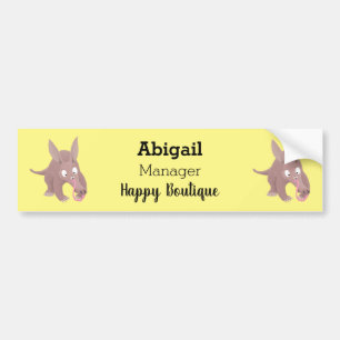 Cute funny aardvark cartoon bumper sticker