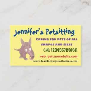 Cute funny aardvark cartoon business card
