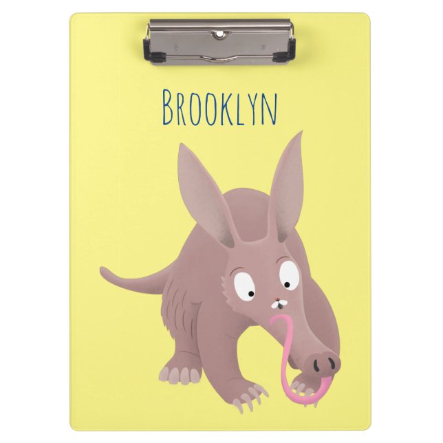 Cute funny aardvark cartoon clipboard (Front)