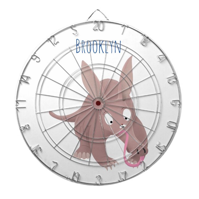 Cute funny aardvark cartoon dartboard (Front)
