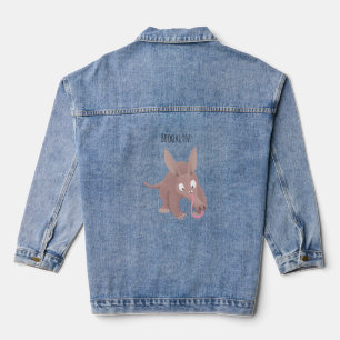 Cute funny aardvark cartoon  denim jacket
