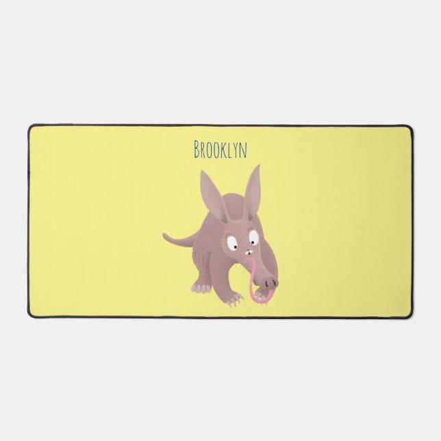 Cute funny aardvark cartoon  desk mat (Front)