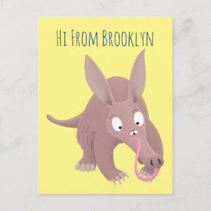 Cute funny aardvark cartoon postcard