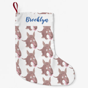 Cute funny aardvark cartoon small christmas stocking