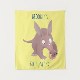 Cute funny aardvark cartoon tapestry