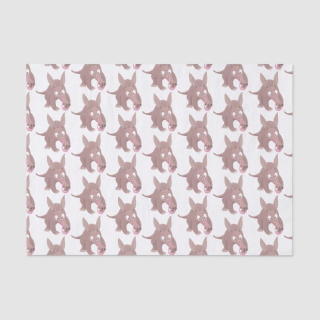 Cute funny aardvark cartoon tissue paper (Front)