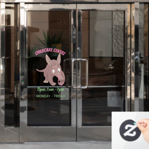 Cute funny aardvark cartoon window cling