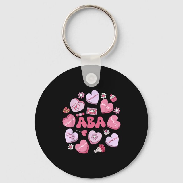 Cute Funny Aba Therapy Candy Heart Slp Behavior Va Keychain (Front)