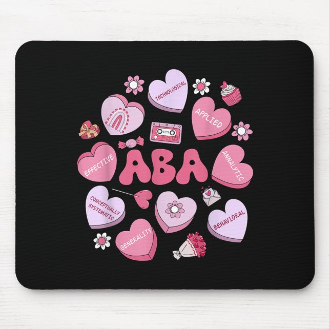 Cute Funny Aba Therapy Candy Heart Slp Behavior Va Mouse Pad (Front)